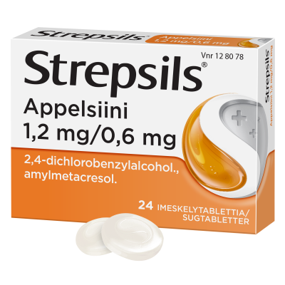 STREPSILS APPELSIINI imeskelytabletti 1,2/0,6 mg 24 fol